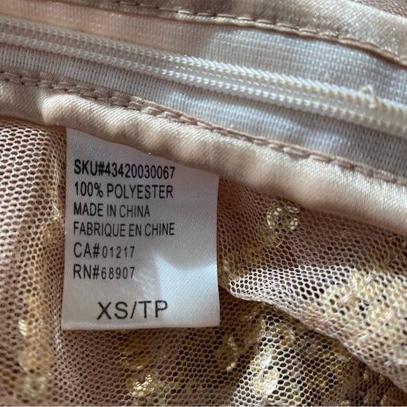 Gold fully Sequined Mesh Tank Top with Spaghetti Straps Drape Neckline • Size XS - Picture 5 of 8